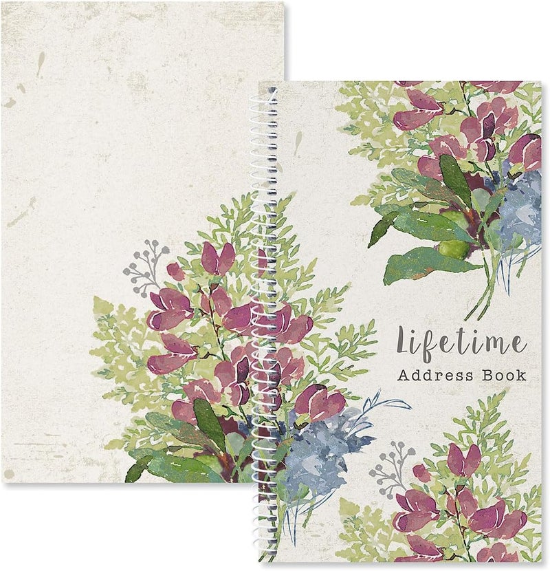Current Fall Florals Address Book - 94 Pages; Small 5" x 8-1/2" Size for Purse or Office, Spiral Bound Soft Cover Organizer for Contacts, Addresses, Email, & Phone Numbers + 50 Replacement Stickers - Image 4